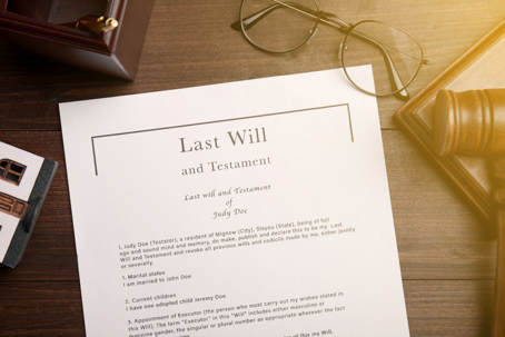 last will and testament in a law office